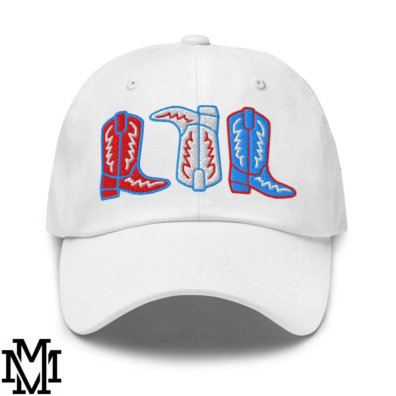 Red, White, and Boots 4th of July Embroidered Unstructured Dad Hat
