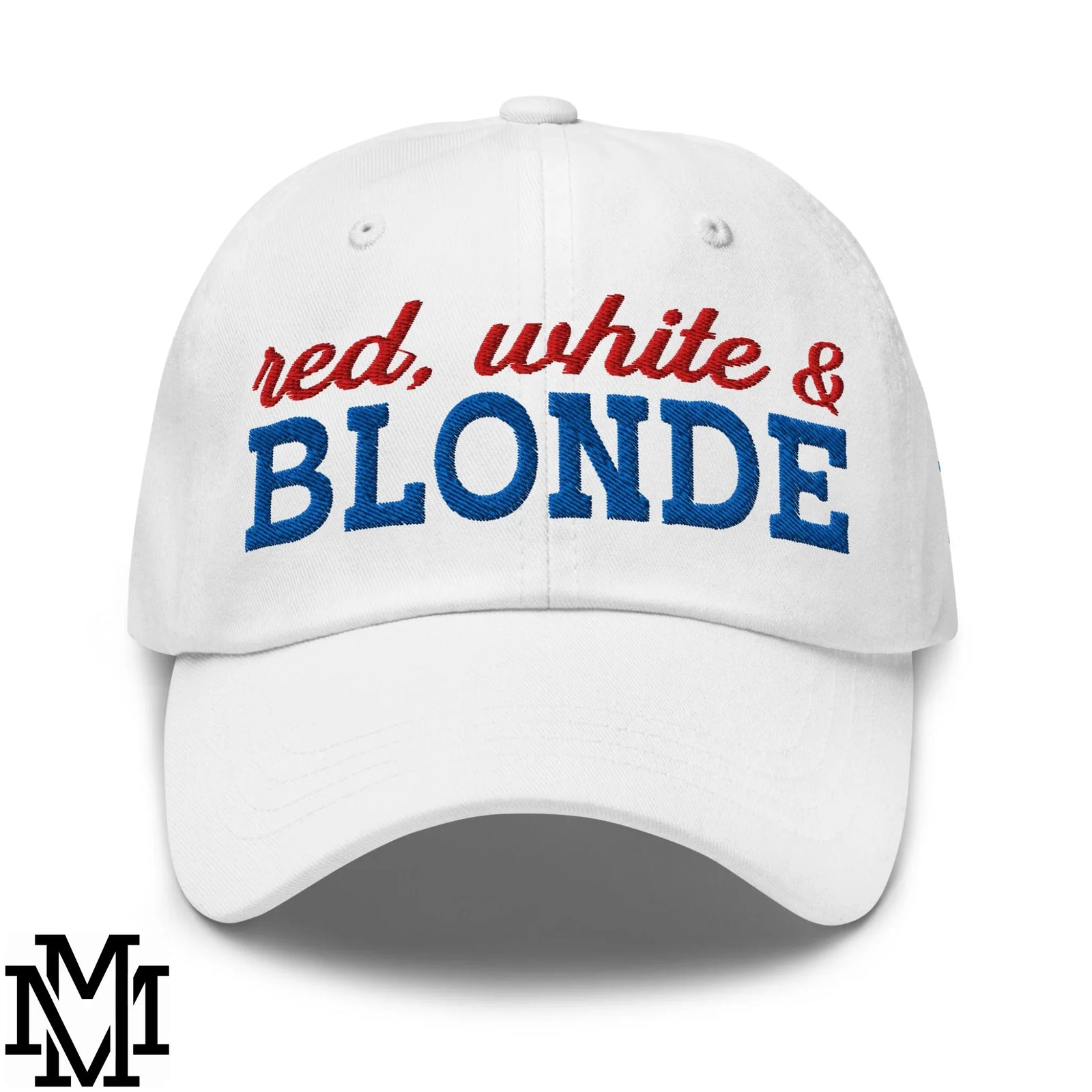 Red, White & Blonde 4th of July Embroidered Unstructured Dad Hat