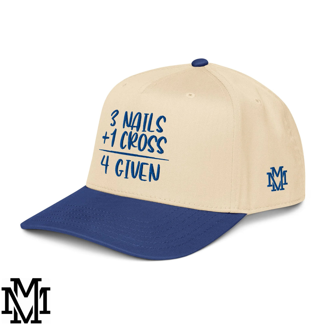 3 Nails + 1 Cross = 4 Given Embroidered Baseball Snapback Hat - Royal Natural