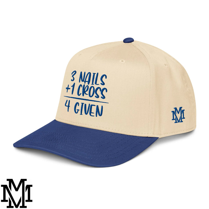 3 Nails + 1 Cross = 4 Given Embroidered Baseball Snapback Hat - Royal Natural