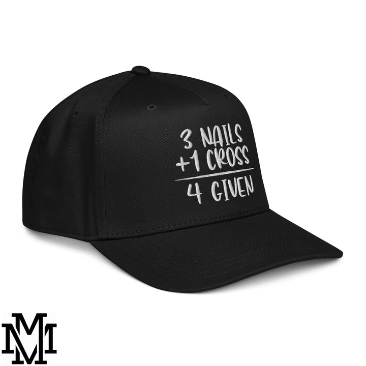 3 Nails + 1 Cross = 4 Given Embroidered Baseball Snapback Hat - Black