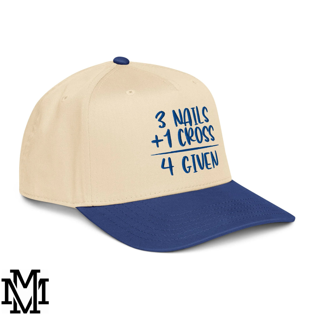 3 Nails + 1 Cross = 4 Given Embroidered Baseball Snapback Hat - Royal Natural