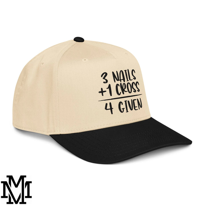 3 Nails + 1 Cross = 4 Given Embroidered Baseball Snapback Hat - Black Natural