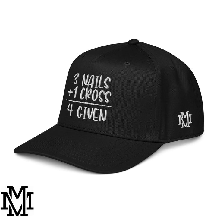 3 Nails + 1 Cross = 4 Given Embroidered Baseball Snapback Hat - Black