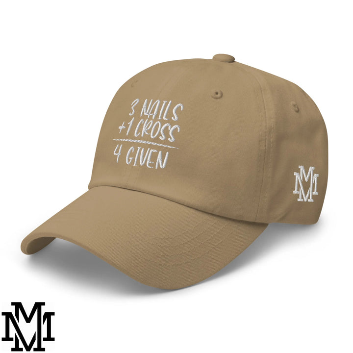 3 Nails + 1 Cross = 4 Given Embroidered Unstructured Dad Hat - Khaki
