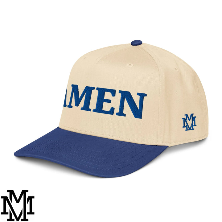 Amen Embroidered Baseball Snapback Hat - Royal Natural