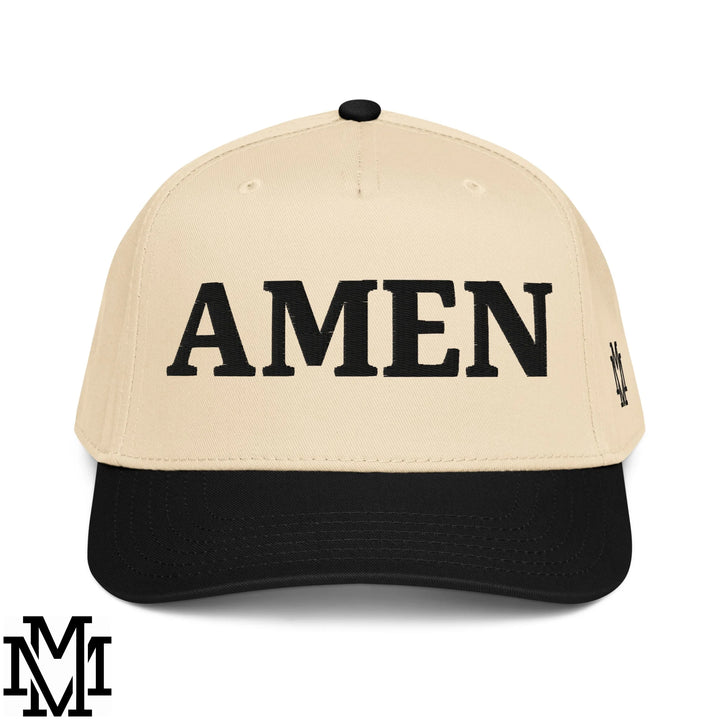 Amen Embroidered Baseball Snapback Hat - Black Natural