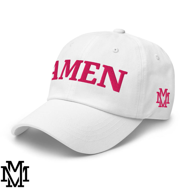 Amen Embroidered Unstructured Dad Hat - White