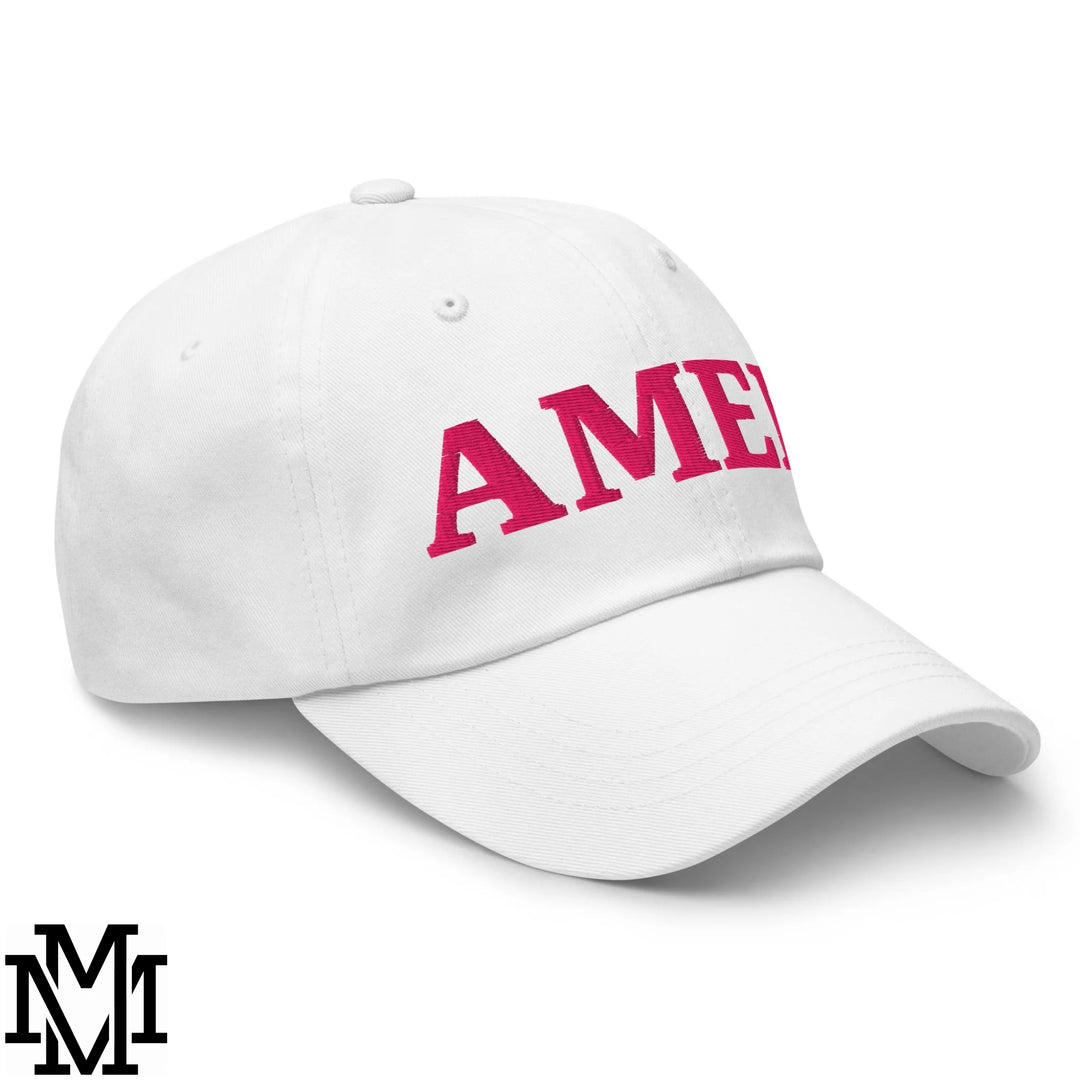 Amen Embroidered Unstructured Dad Hat - White