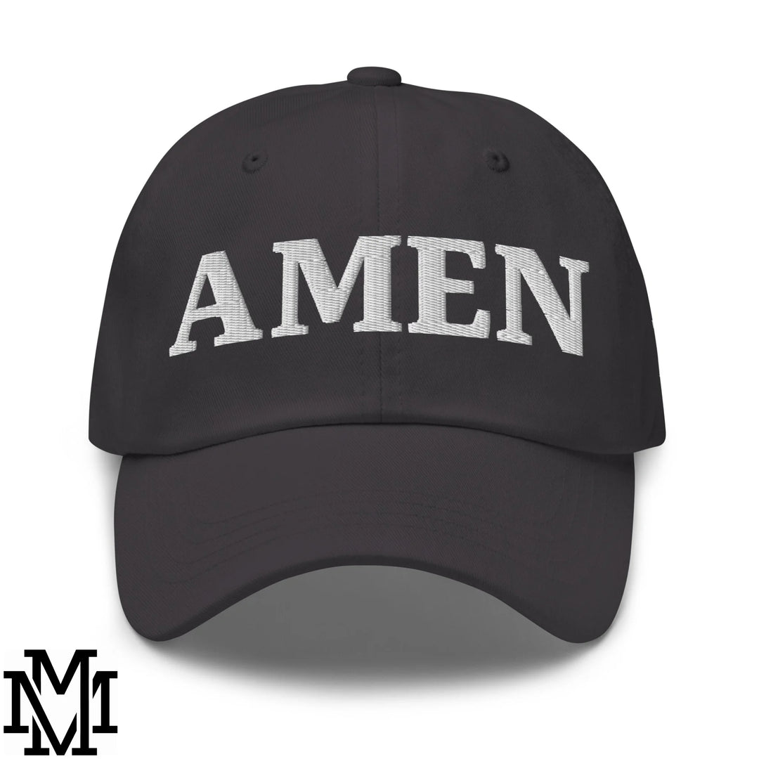 Amen Embroidered Unstructured Dad Hat - Dark Grey