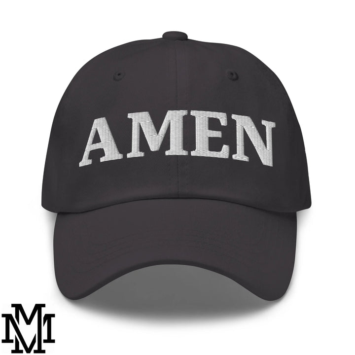 Amen Embroidered Unstructured Dad Hat - Dark Grey