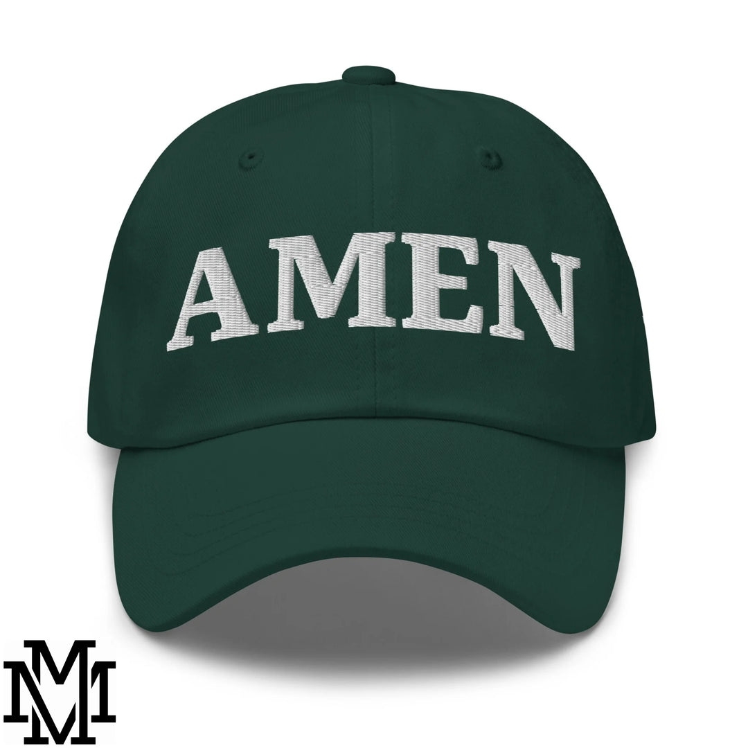 Amen Embroidered Unstructured Dad Hat - Spruce