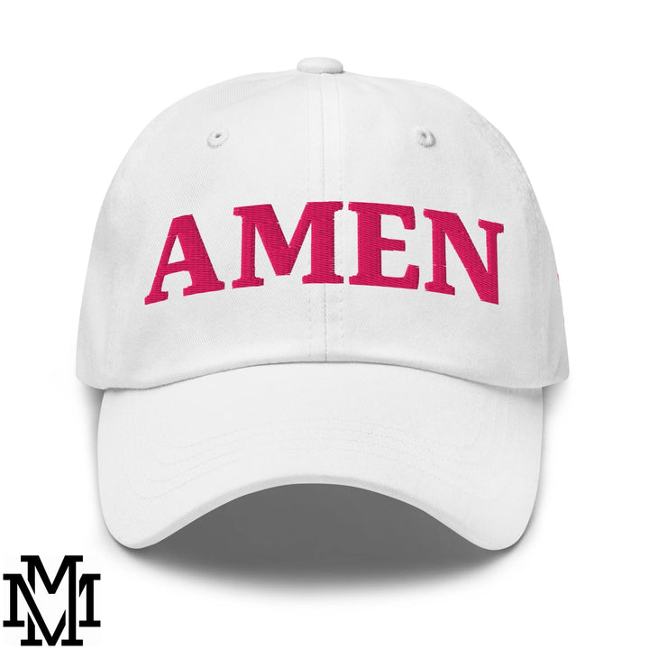 Amen Embroidered Unstructured Dad Hat - White