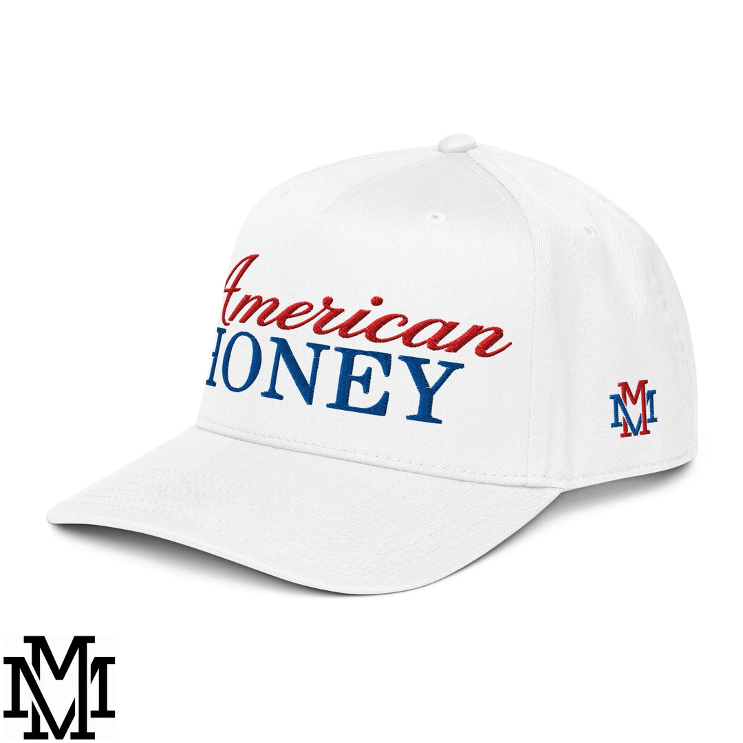 American Honey 4th of July Embroidered Baseball Snapback Hat - White
