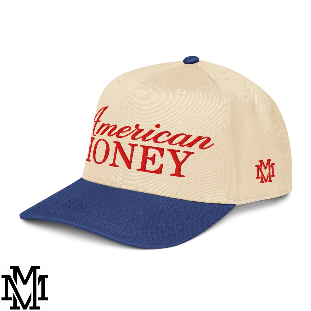 American Honey 4th of July Embroidered Baseball Snapback Hat - Royal Natural