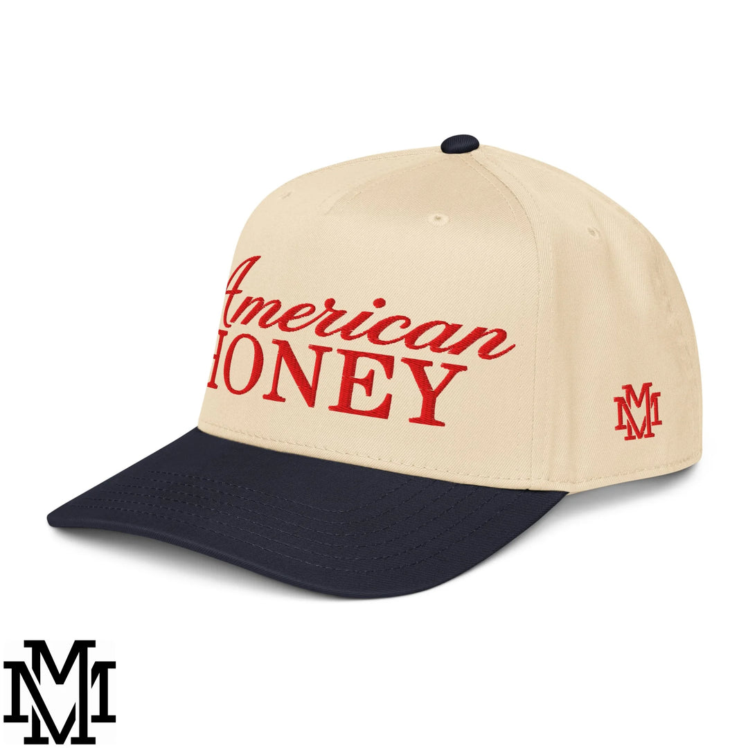 American Honey 4th of July Embroidered Baseball Snapback Hat - Navy Natural