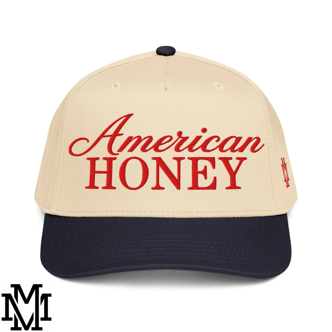 American Honey 4th of July Embroidered Baseball Snapback Hat - Navy Natural