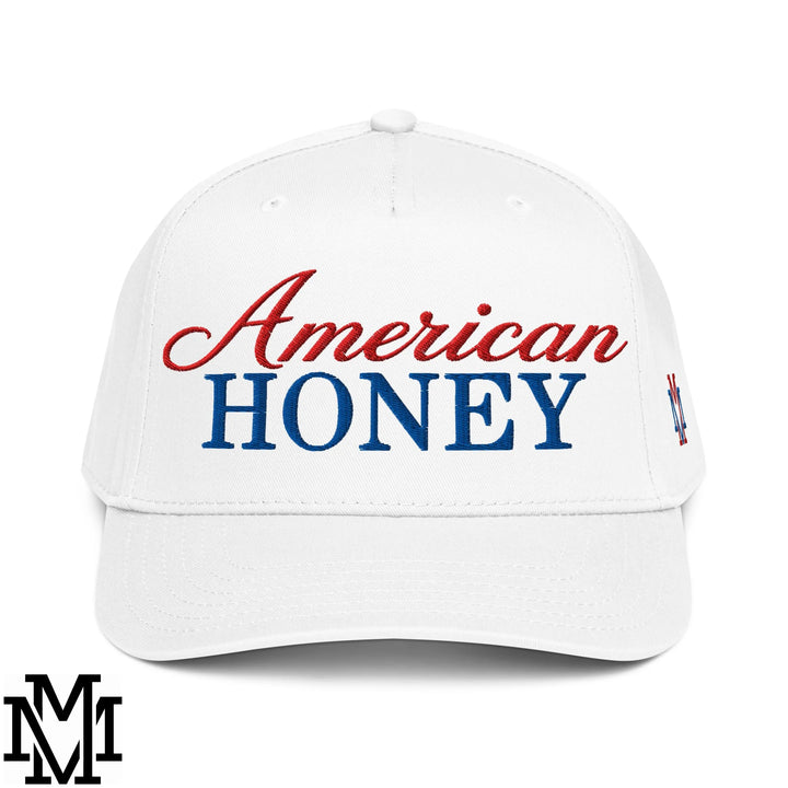 American Honey 4th of July Embroidered Baseball Snapback Hat - White