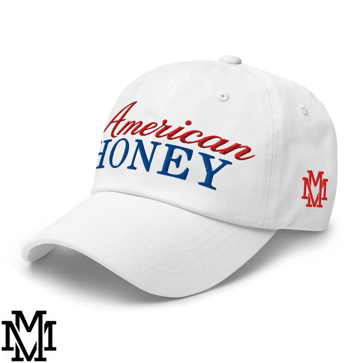 American Honey 4th of July Embroidered Unstructured Dad Hat - White