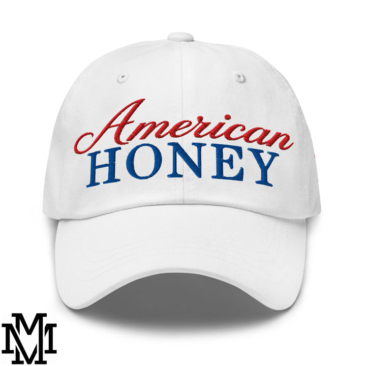 American Honey 4th of July Embroidered Unstructured Dad Hat - White