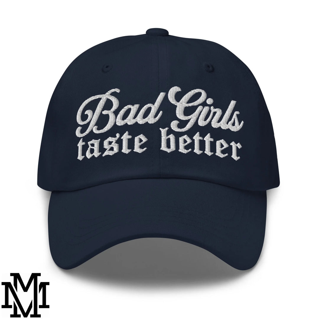 Bad Girls Taste Better Embroidered Unstructured Dad Hat - Navy