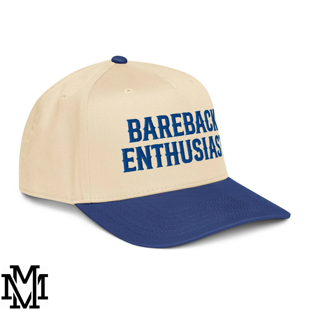 Bareback Enthusiast Embroidered Baseball Snapback Hat - Royal Natural