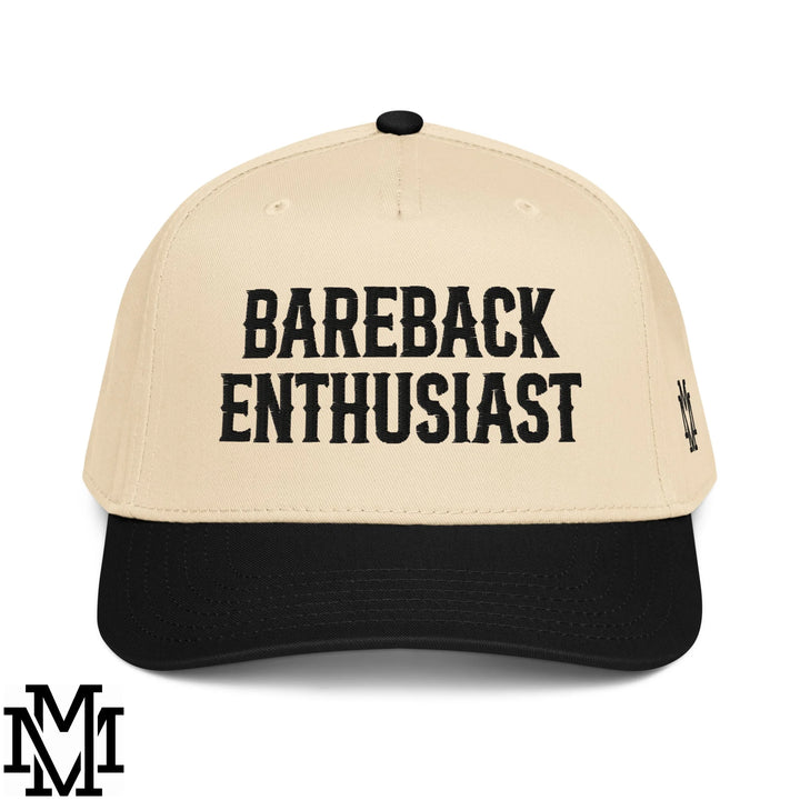 Bareback Enthusiast Embroidered Baseball Snapback Hat - Black Natural