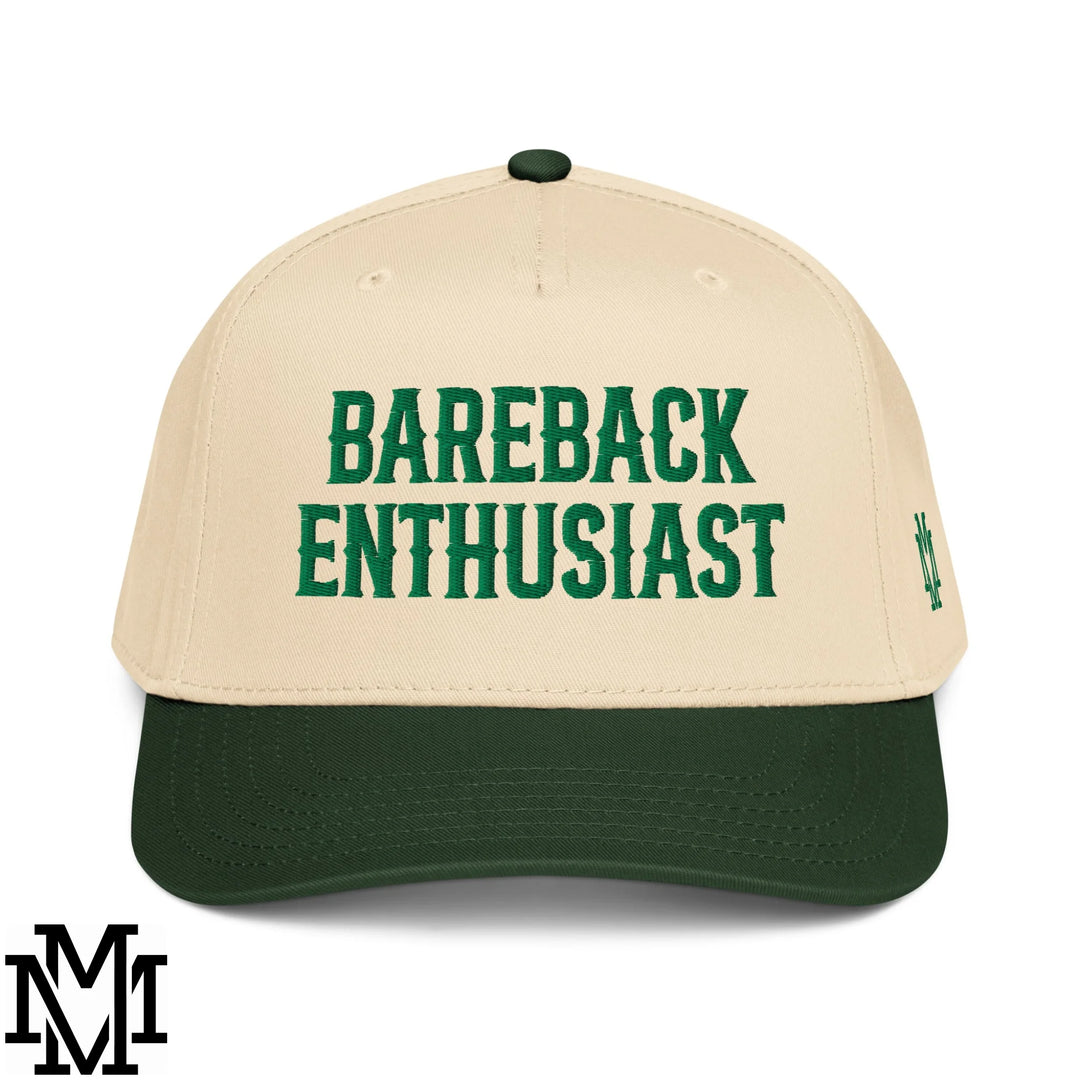 Bareback Enthusiast Embroidered Baseball Snapback Hat - Dark Green Natural
