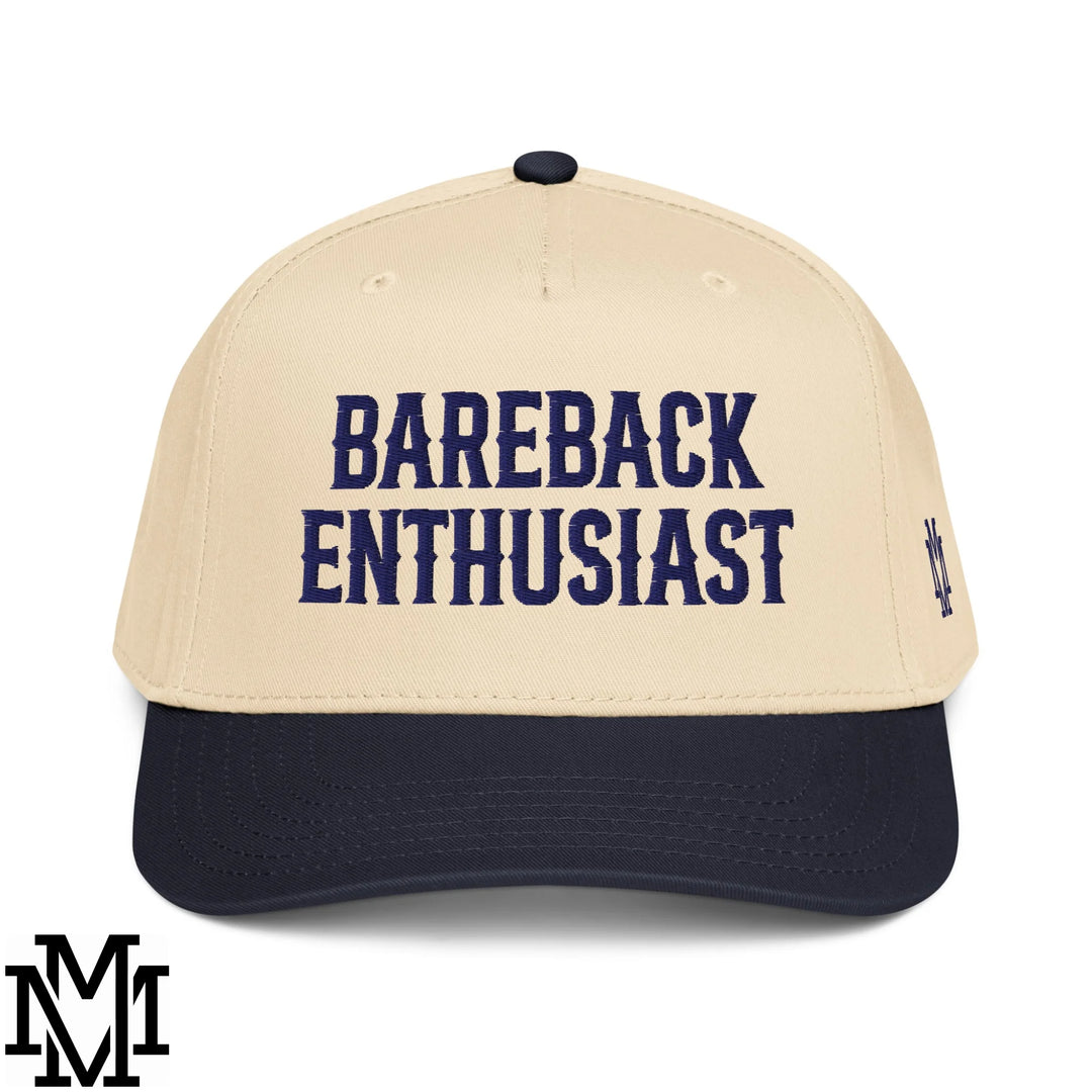 Bareback Enthusiast Embroidered Baseball Snapback Hat - Navy Natural