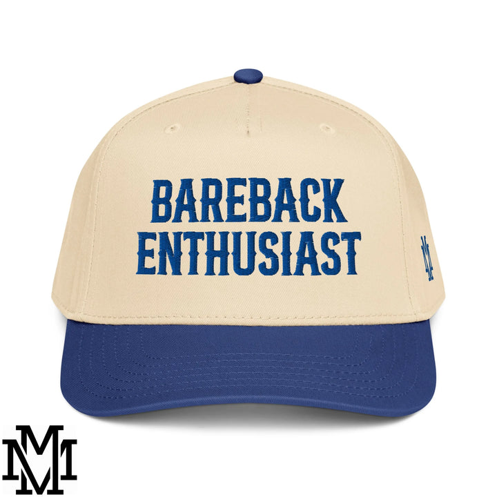 Bareback Enthusiast Embroidered Baseball Snapback Hat - Royal Natural