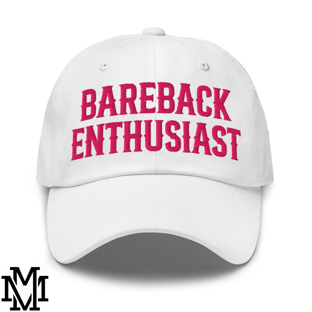 Bareback Enthusiast Embroidered Unstructured Dad Hat - White