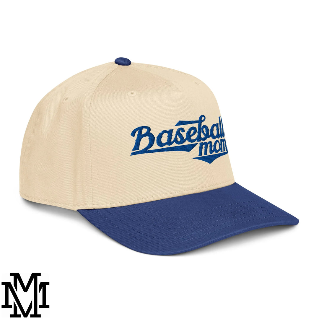 Baseball Mom Embroidered Baseball Snapback Hat - Royal Natural