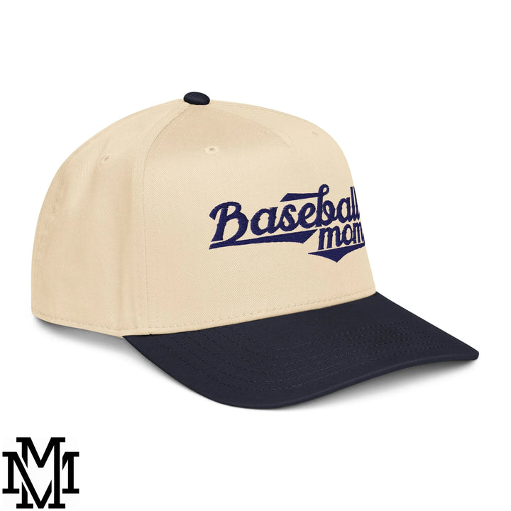 Baseball Mom Embroidered Baseball Snapback Hat - Navy Natural