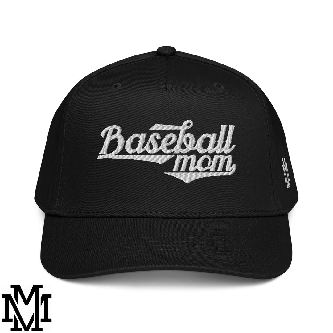 Baseball Mom Embroidered Baseball Snapback Hat - Black