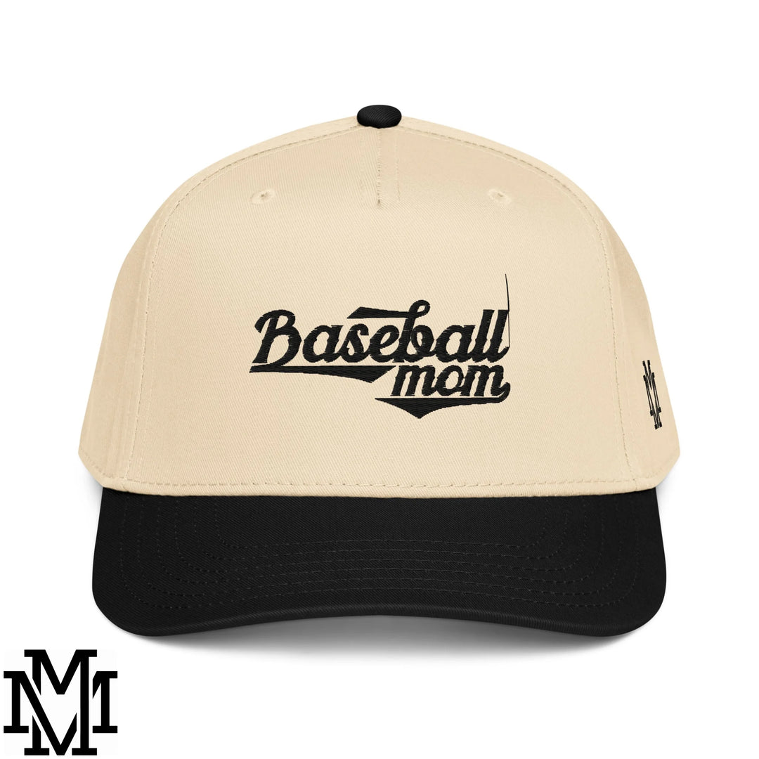 Baseball Mom Embroidered Baseball Snapback Hat - Black Natural