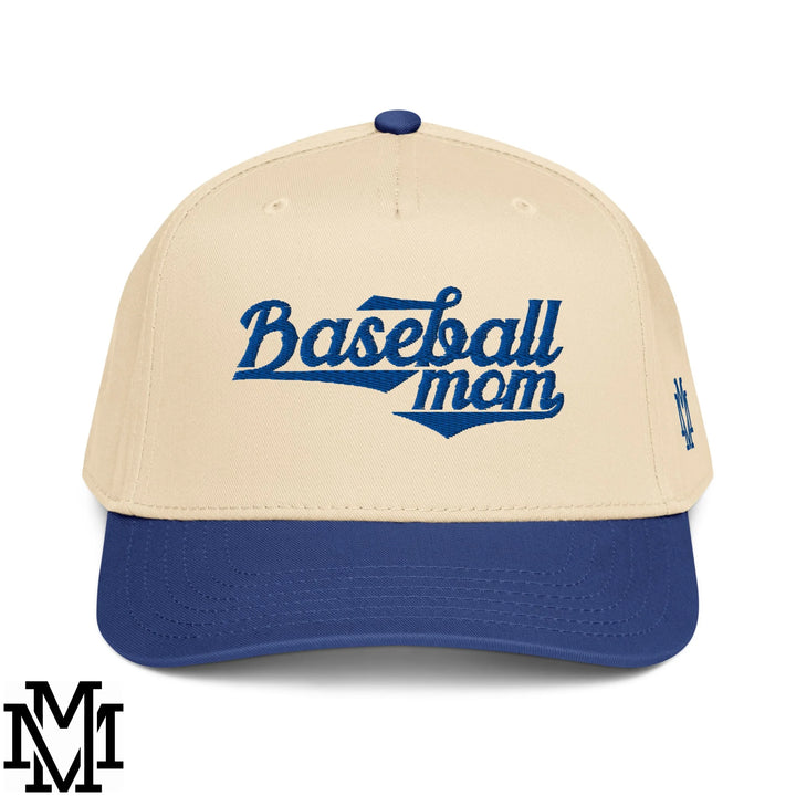 Baseball Mom Embroidered Baseball Snapback Hat - Royal Natural