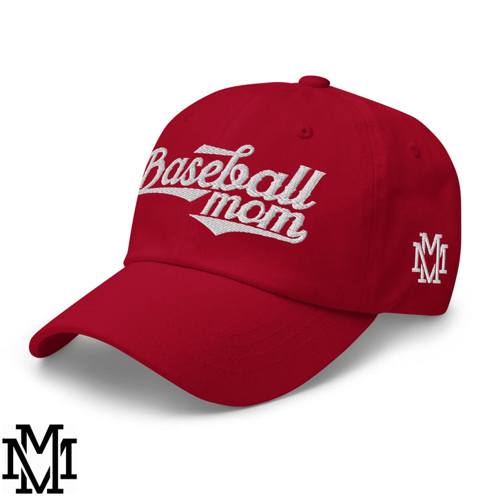Baseball Mom Embroidered Unstructured Dad Hat - Cranberry
