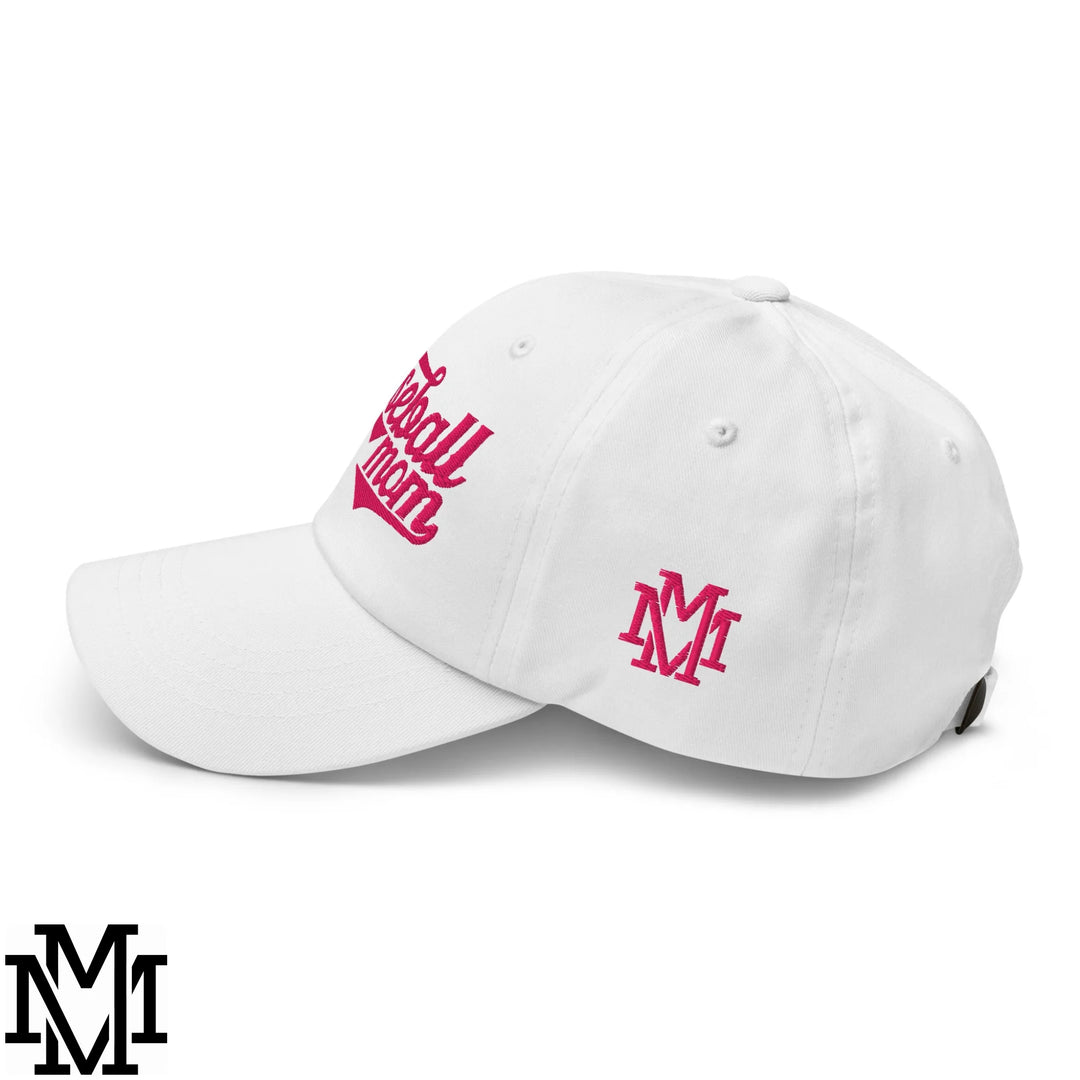 Baseball Mom Embroidered Unstructured Dad Hat - White