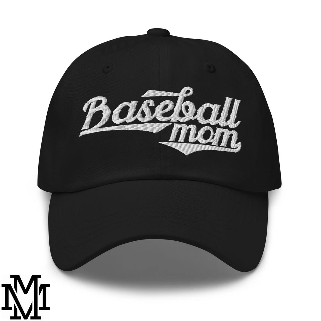 Baseball Mom Embroidered Unstructured Dad Hat - Black