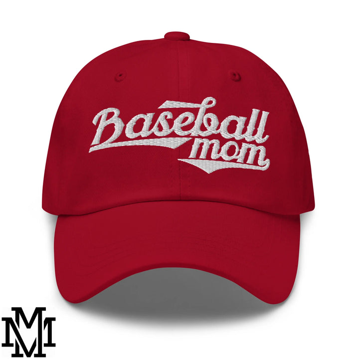 Baseball Mom Embroidered Unstructured Dad Hat - Cranberry