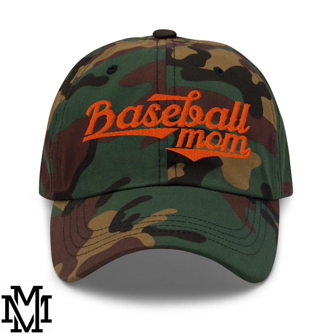 Baseball Mom Embroidered Unstructured Dad Hat - Green Camo