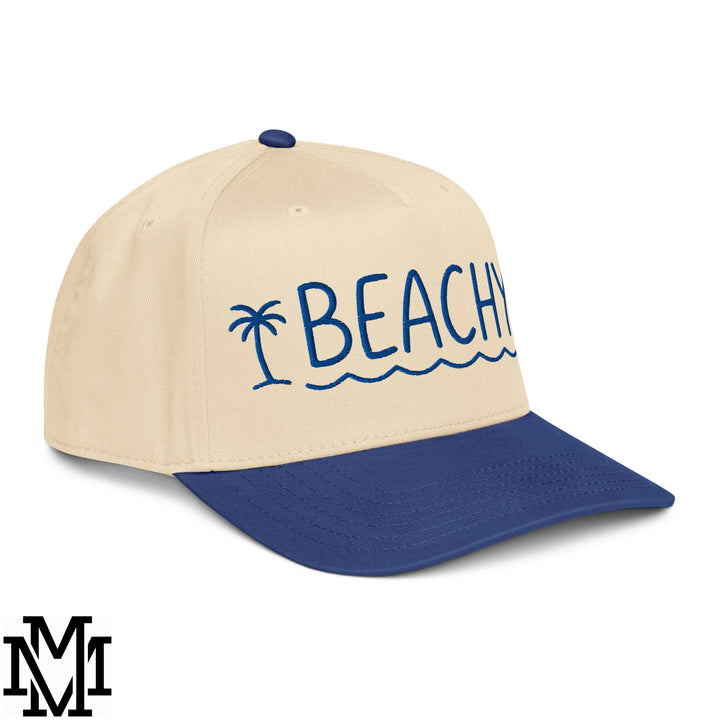 Beachy Embroidered Baseball Snapback Hat - Royal Natural