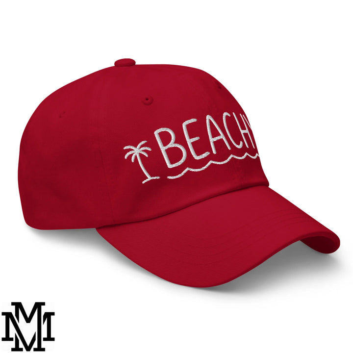 Beachy Embroidered Unstructured Dad Hat - Cranberry