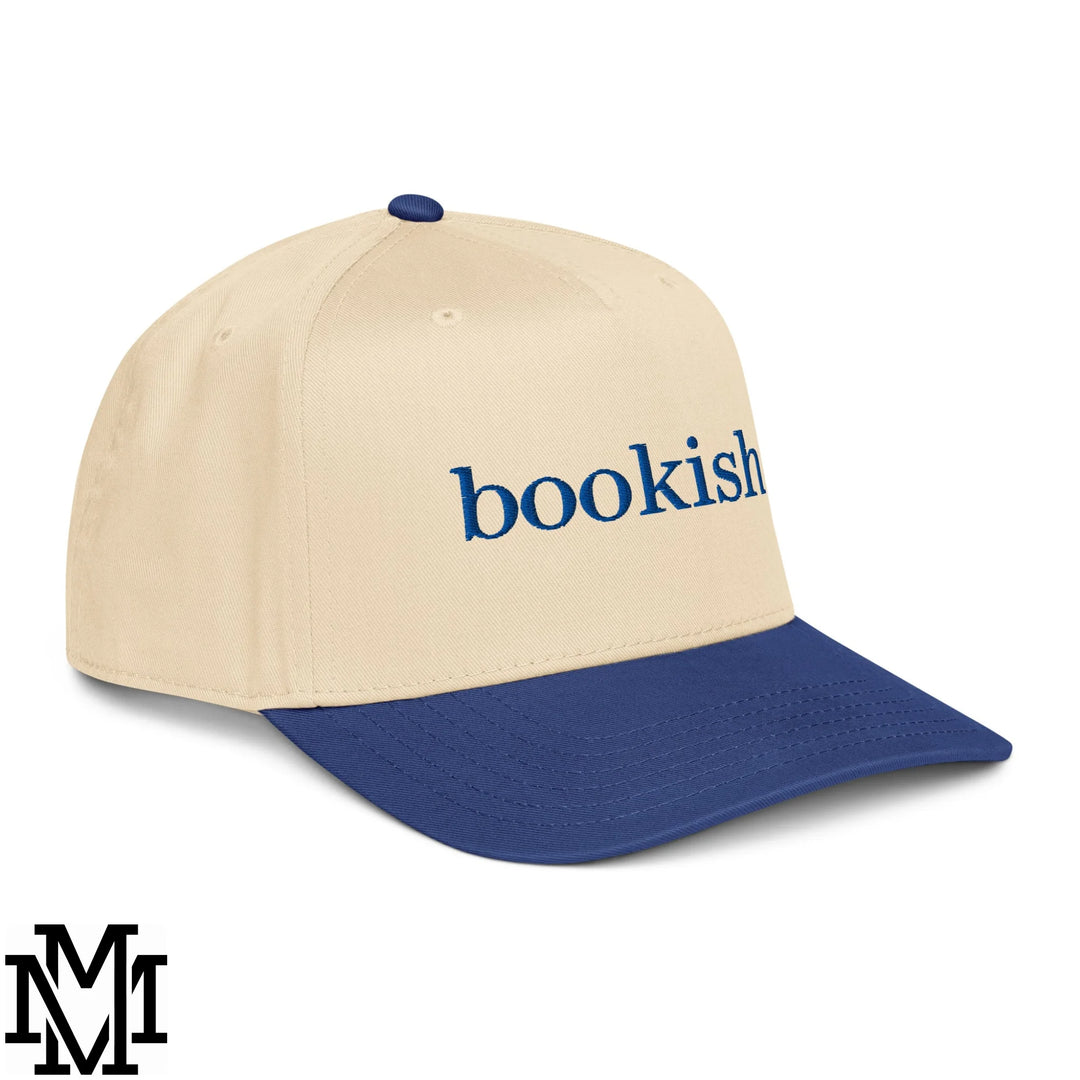 Bookish Embroidered Baseball Snapback Hat - Royal Natural