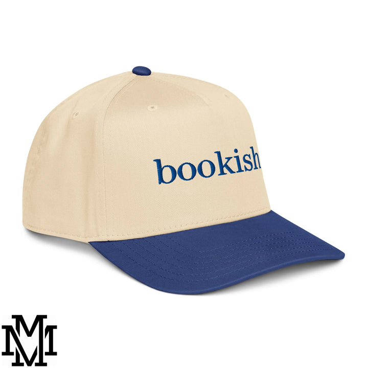 Bookish Embroidered Baseball Snapback Hat - Royal Natural