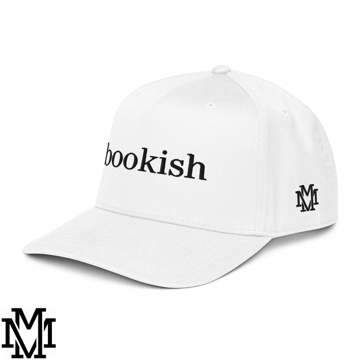 Bookish Embroidered Baseball Snapback Hat - White