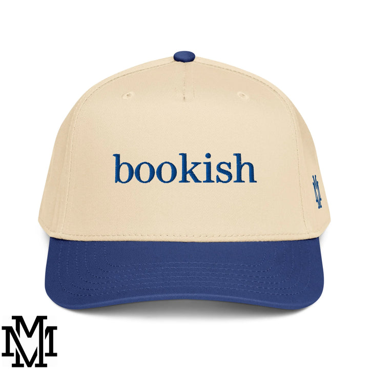 Bookish Embroidered Baseball Snapback Hat - Royal Natural