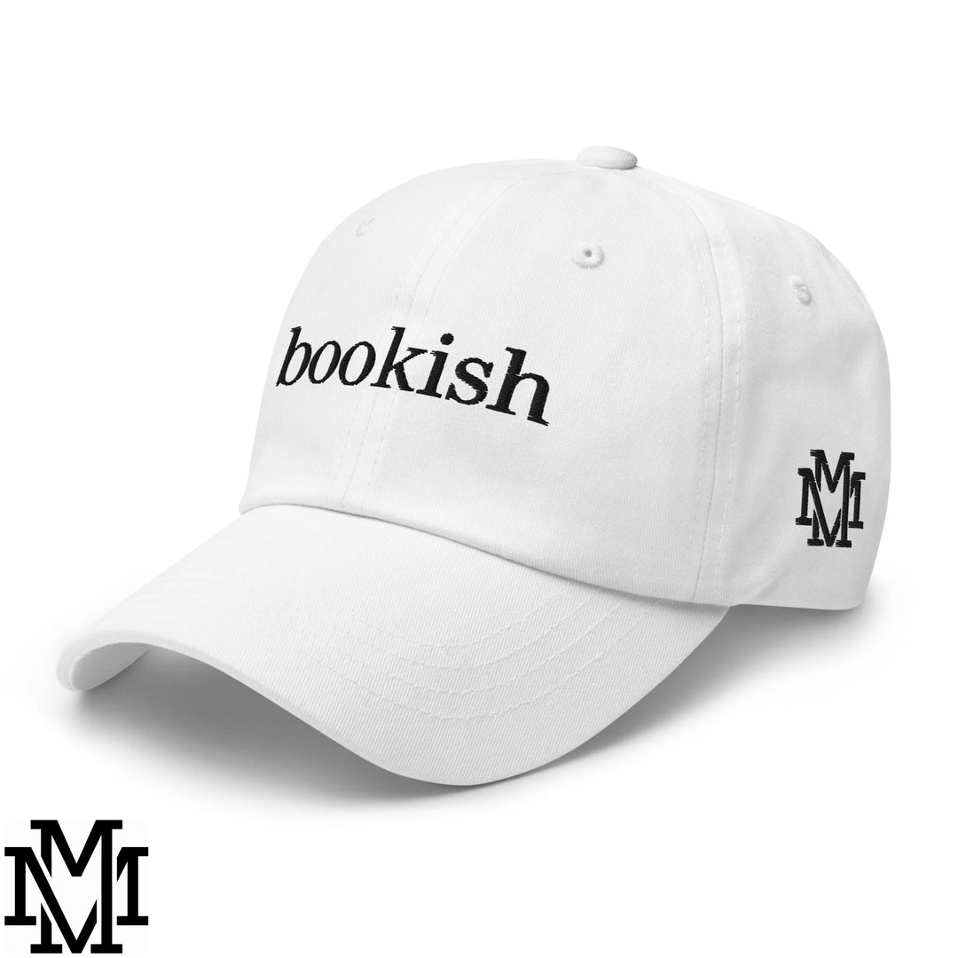 Bookish Embroidered Unstructured Dad Hat - White