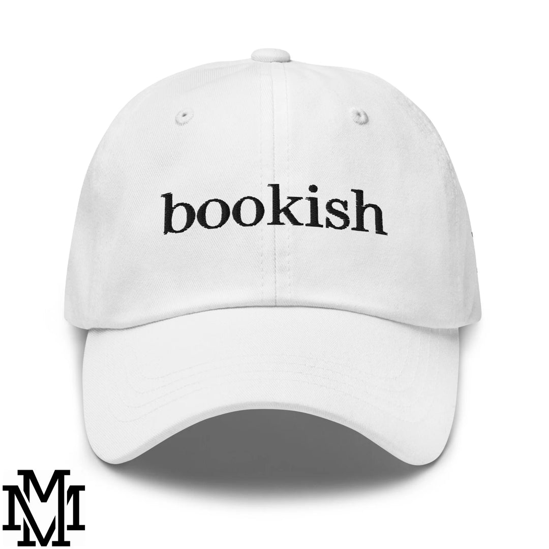 Bookish Embroidered Unstructured Dad Hat - White