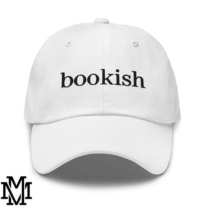 Bookish Embroidered Unstructured Dad Hat - White